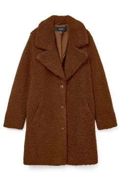 Vero Moda Casacos-Sobretudo de borrego Castanho