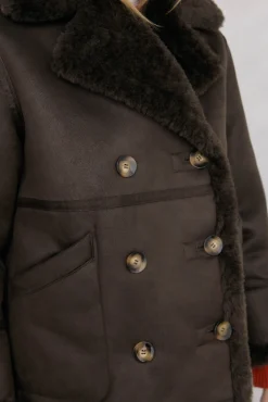 Pedro del Hierro Casacos-Sobretudo de borrego dupla face Marrom