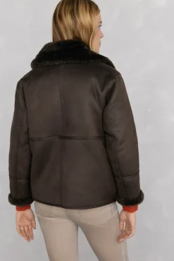 Pedro del Hierro Casacos-Sobretudo de borrego dupla face Marrom