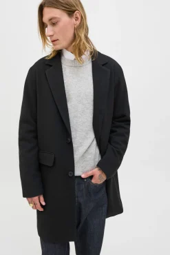 Jack & Jones Sobretudos-Sobretudo de gola italiana preto