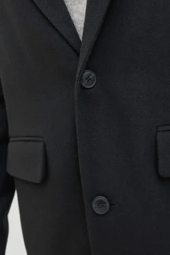 Jack & Jones Sobretudos-Sobretudo de gola italiana preto