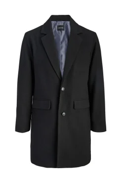 Jack & Jones Sobretudos-Sobretudo de gola italiana preto