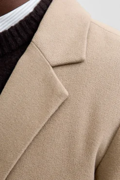 Jack & Jones Sobretudos-Sobretudo de gola italiana cinzento