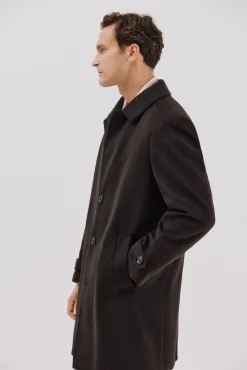 Cortefiel Sobretudos-Sobretudo de lã Castanho