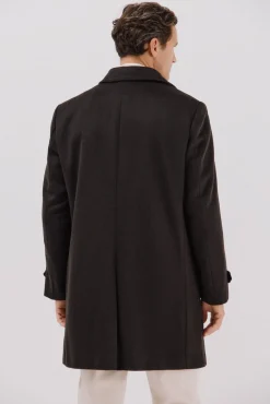 Cortefiel Sobretudos-Sobretudo de lã Castanho