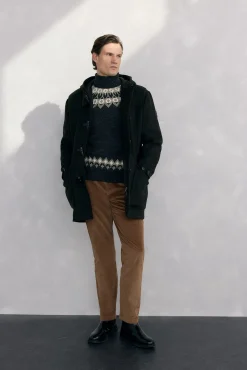 Pedro del Hierro Sobretudos-Sobretudo de lã com alamares Verde