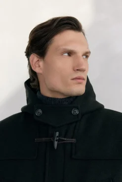 Pedro del Hierro Sobretudos-Sobretudo de lã com alamares Verde