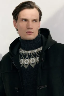 Pedro del Hierro Sobretudos-Sobretudo de lã com alamares Verde