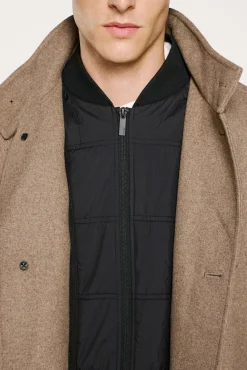 Selected Sobretudos-Sobretudo de lã com gola chaminé Cinzento