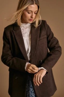 Polín Et Moi Sobretudos|Casacos-Sobretudo de pano Amaia Castanho