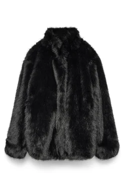 Vero Moda Curve Casacos-Sobretudo de pele curto plus size Preto