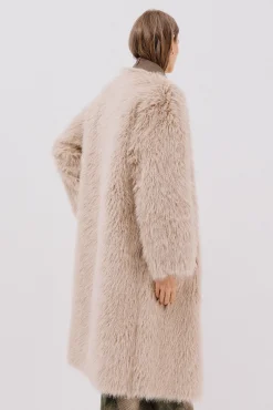 Cortefiel Casacos-Sobretudo de pele longo reversível Castanho