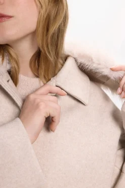 Vila Sobretudos|Casacos-Sobretudo de tecido com gola de pele sintética Tostado