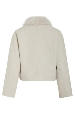 Vila Sobretudos|Casacos-Sobretudo de tecido com gola de pele sintética Tostado