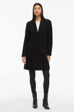 Vila Sobretudos|Casacos-Sobretudo de tecido com lapelas Preto