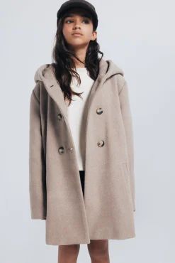 Springfield Kids Sobretudo-Sobretudo de tecido trespassado para menina cru