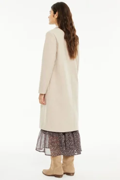 System Action Sobretudos|Casacos-Sobretudo longo com bolsos bege