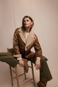 Slowlove Casacos-Sobretudo longo com efeito dupla face Tostado