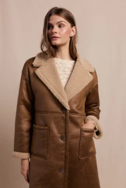 Slowlove Casacos-Sobretudo longo com efeito dupla face Tostado