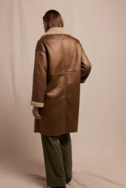 Slowlove Casacos-Sobretudo longo com efeito dupla face Tostado