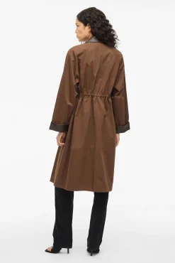 Vila Gabardines|Sobretudos-Sobretudo longo com gola polipele Castanho