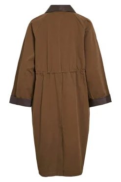 Vila Gabardines|Sobretudos-Sobretudo longo com gola polipele Castanho