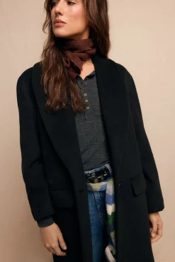 Slowlove Casacos-Sobretudo longo com gola xale Preto