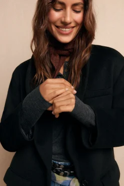 Slowlove Casacos-Sobretudo longo com gola xale Preto