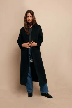 Slowlove Casacos-Sobretudo longo com gola xale Preto