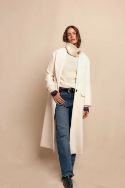 Slowlove Casacos-Sobretudo longo com gola xale Ecru