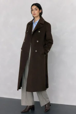 Pedro del Hierro Casacos-Sobretudo longo de dois trench Marrom