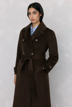 Pedro del Hierro Casacos-Sobretudo longo de dois trench Marrom
