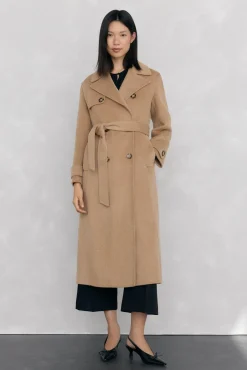 Pedro del Hierro Casacos-Sobretudo longo de dois trench Beige