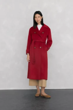 Pedro del Hierro Casacos-Sobretudo longo de dois trench Vermelho