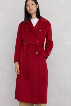 Pedro del Hierro Casacos-Sobretudo longo de dois trench Vermelho