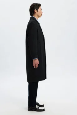 Selected Sobretudos-Sobretudo longo de lã Preto