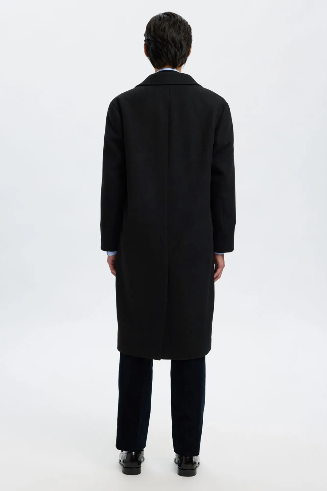 Selected Sobretudos-Sobretudo longo de lã Preto