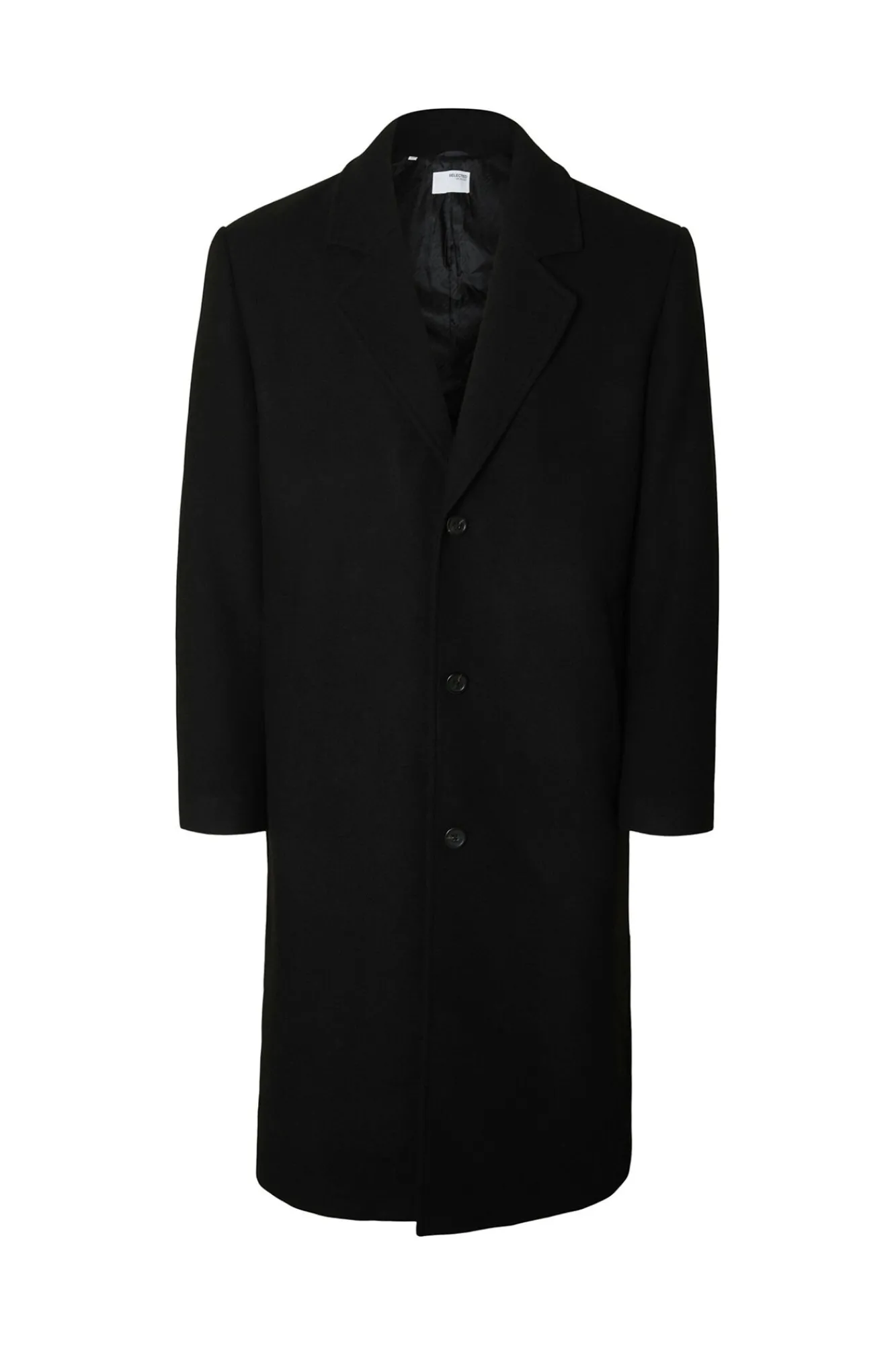 Selected Sobretudos-Sobretudo longo de lã Preto