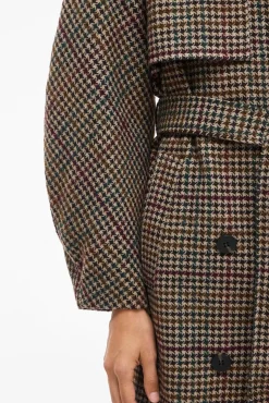 Vila Sobretudos|Casacos-Sobretudo longo de lã com xadrez Castanho