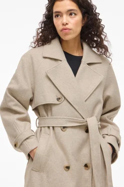 Vila Sobretudos|Casacos-Sobretudo longo de pano com nós Tostado