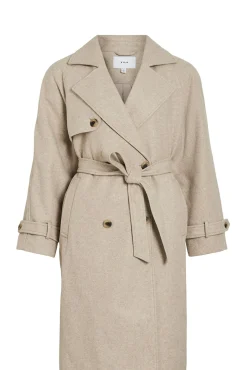 Vila Sobretudos|Casacos-Sobretudo longo de pano com nós Tostado