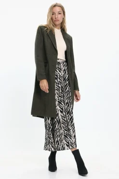 Vero Moda Sobretudos|Casacos-Sobretudo longo de tecido e espinha de espiga Castanho