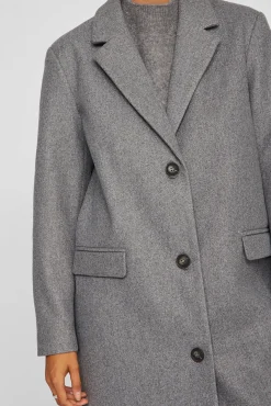 Vila Sobretudos|Casacos-Sobretudo longo de tecido com lapelas Cinzento
