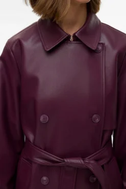 Vero Moda Gabardines|Casacos-Sobretudo longo de trench sintético Roxo