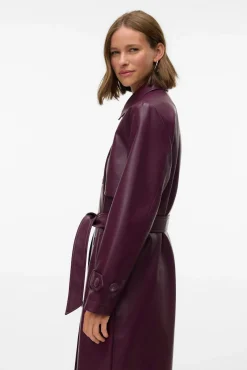 Vero Moda Gabardines|Casacos-Sobretudo longo de trench sintético Roxo