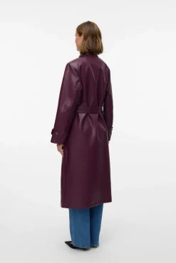 Vero Moda Gabardines|Casacos-Sobretudo longo de trench sintético Roxo