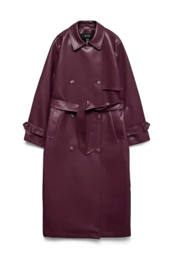 Vero Moda Gabardines|Casacos-Sobretudo longo de trench sintético Roxo