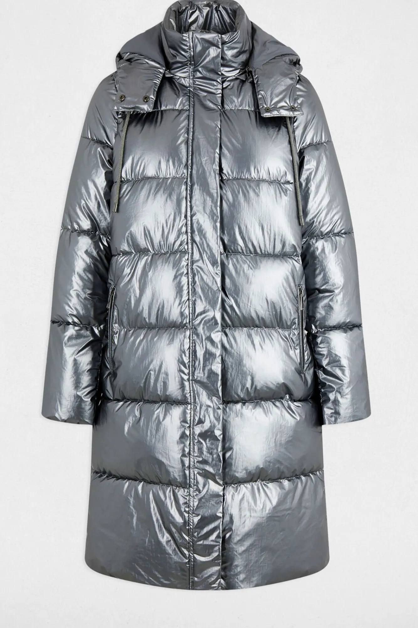 Morgan Casacos|Acolchoados E Agasalhos-Sobretudo longo e brilhante acolchoado Cinzento
