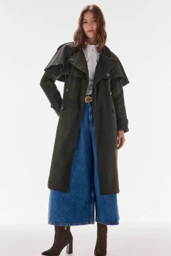 TFP by Tamara Falcó Gabardines|Casacos-Sobretudo longo encerado Verde