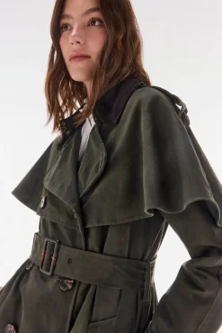 TFP by Tamara Falcó Gabardines|Casacos-Sobretudo longo encerado Verde